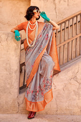 PURE HANDLOOM GEORGETTE WITH WEAVING BORDER & DIGITAL PRINT SAREE